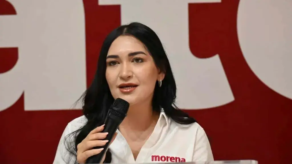 Brighite Granados durante actividades políticas como presidenta estatal de Morena en Chihuahua.